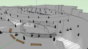 CAD drawing of an AVL system setup, illustrating the planning phase for successful installations at Front Porch Media.